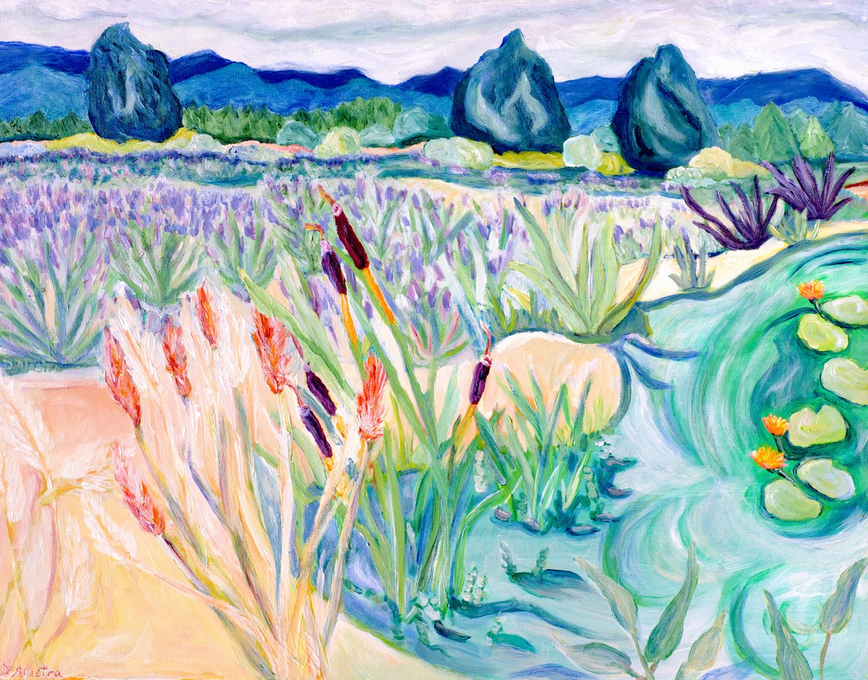 Sauvie Landschaft, 2015 (Acryl auf Leinwand) von Deborah Eve Alastra