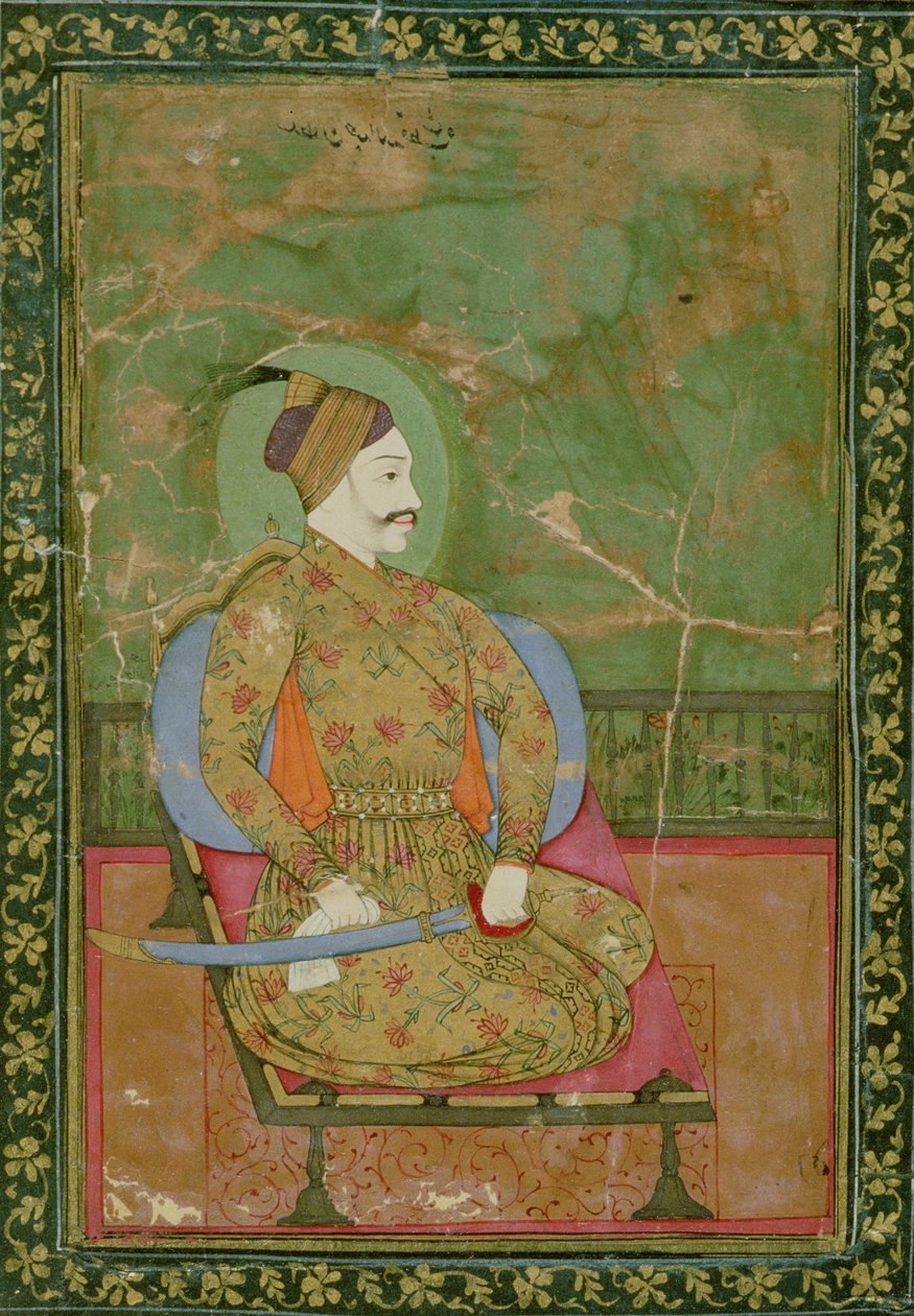 58.2025A Porträt von Sultan Abdullah Qutb Shah sitzend, Golconda, 1670 von Deccani School