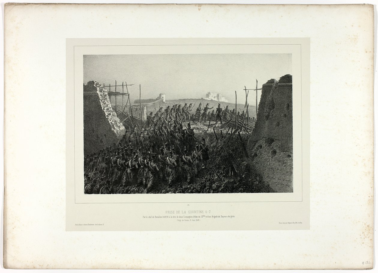 Eroberung der Courtine 6-7, aus Souvenirs d’Italie: Expédition de Rome von Denis Auguste Marie Raffet