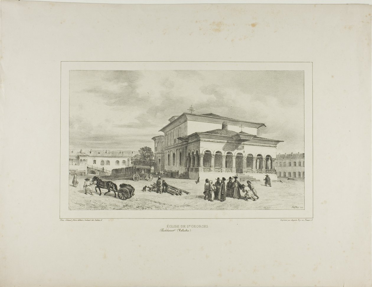 Kirche des heiligen Georg, Bukarest, Walachei, 13. Juli 1837 von Denis Auguste Marie Raffet