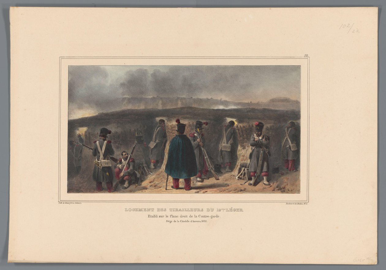 Schützen hinter einer Brustwehr, 1832 von Denis Auguste Marie Raffet