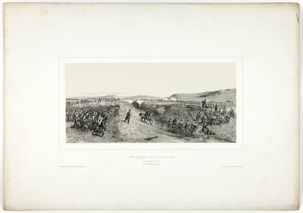 Die französische Armee erreicht Maglianella, aus Souvenirs d’Italie: Expédition de Rome von Denis Auguste Marie Raffet
