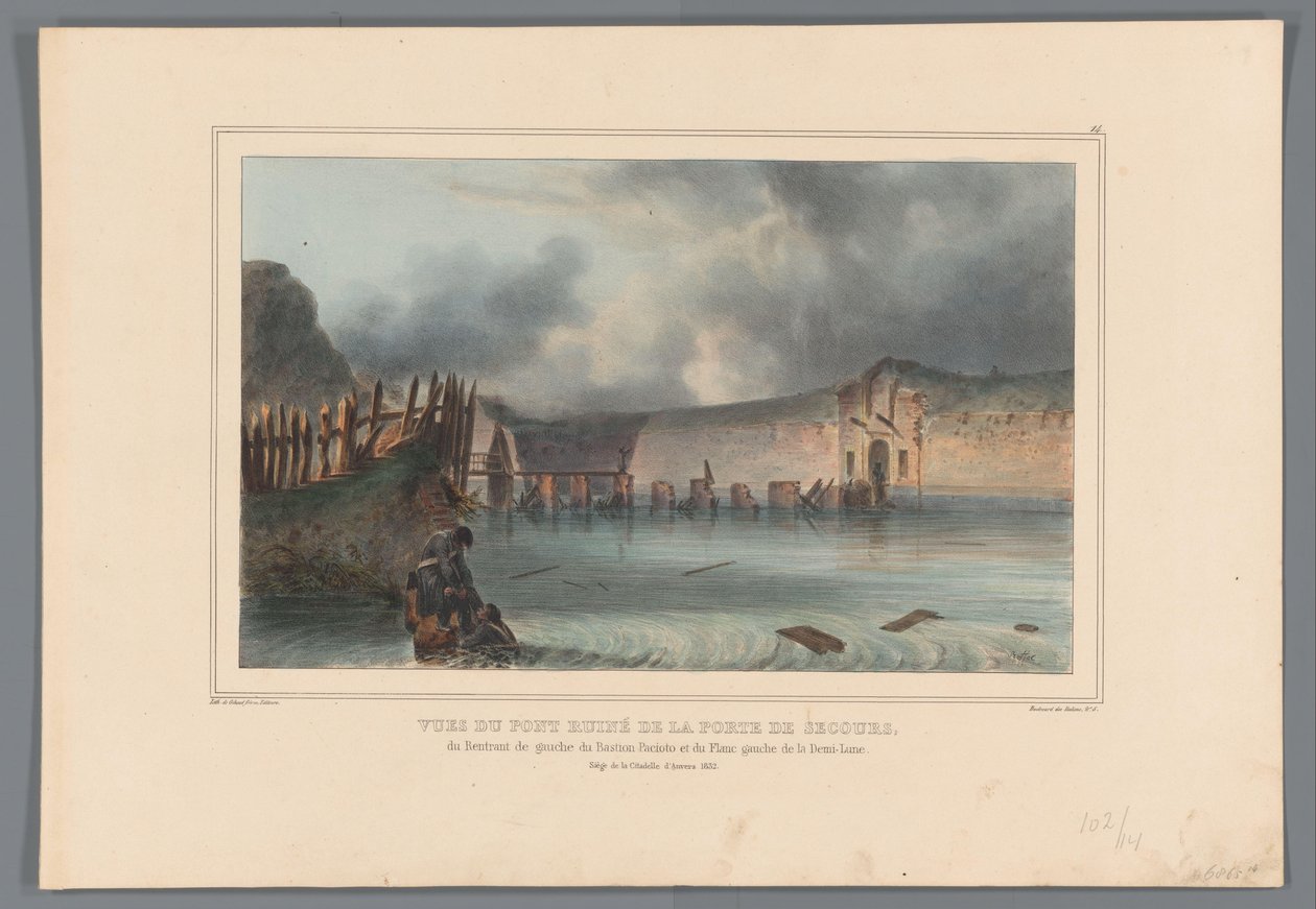 Zerstörte Brücke, 1832 von Denis-Auguste-Marie Raffet