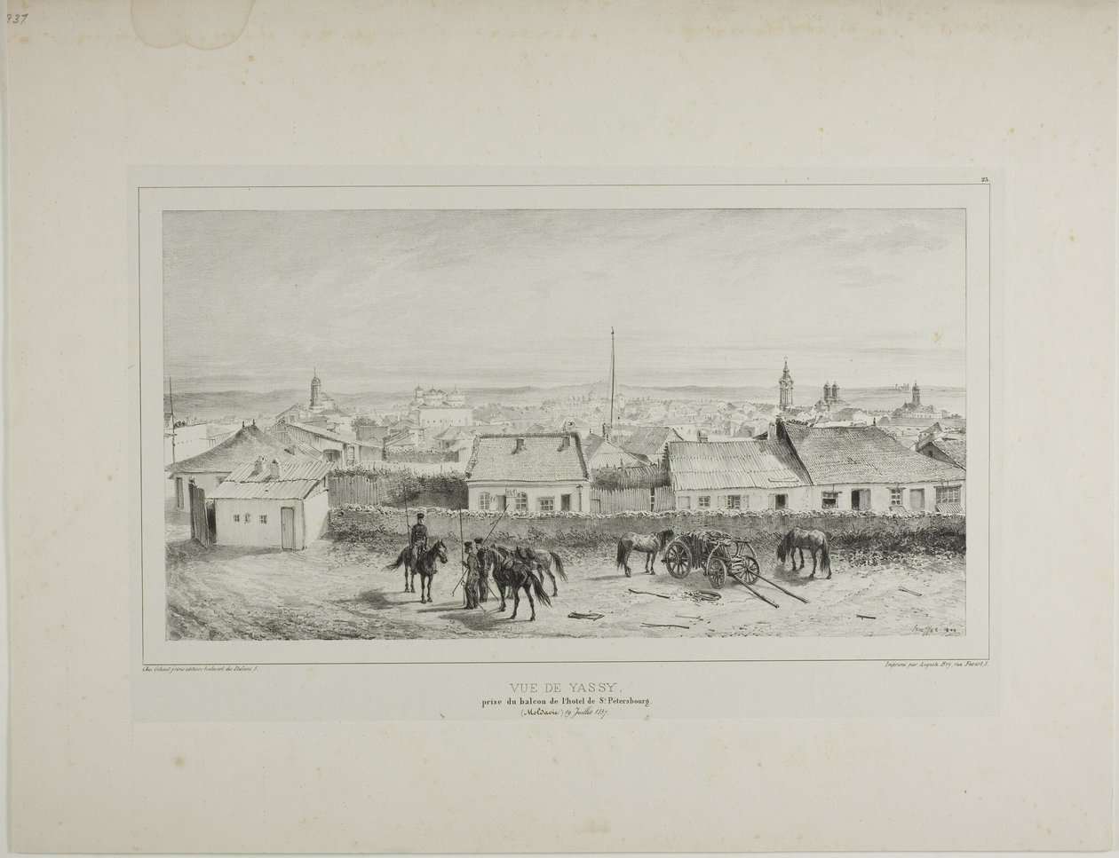 Ansicht von Jassy vom Balkon des St. Petersburg Hotels, Moldawien, 19. Juli 1837 von Denis Auguste Marie Raffet