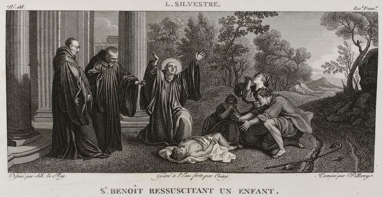 Sankt Benedikt erweckt ein Kind, nach Louis de Silvestre von Denis Sebastien Leroy