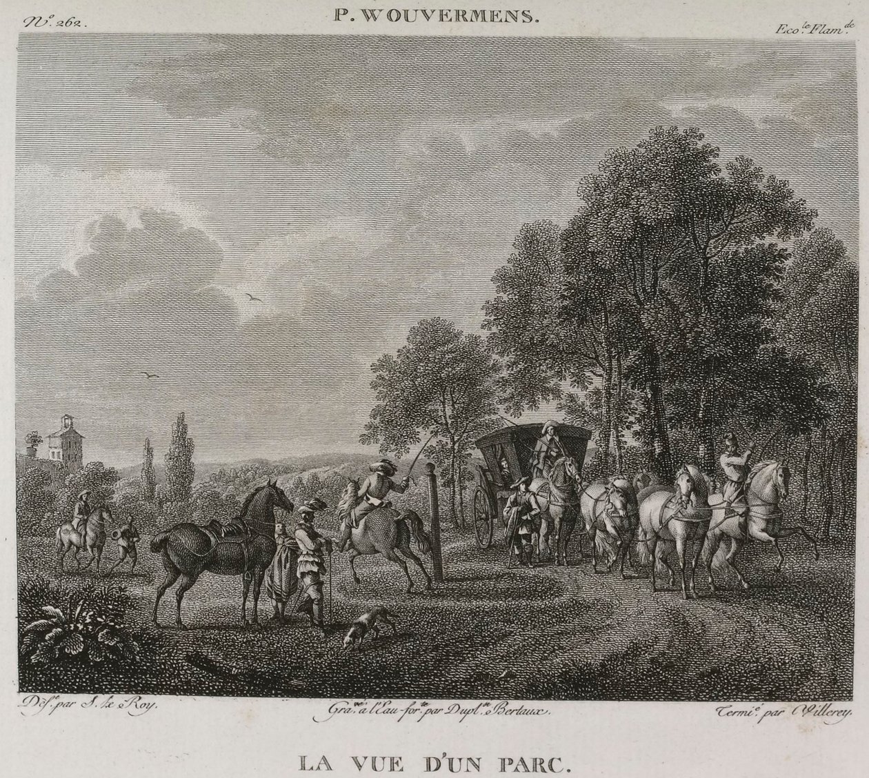 Die Aussicht auf einen Park, nach Wouwerman von Denis Sebastien Leroy