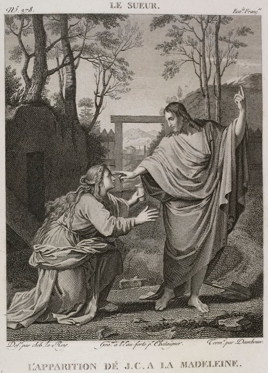 Die Erscheinung von Jesus Christus an Magdalena, nach Eustache Le Sueur von Denis Sebastien Leroy