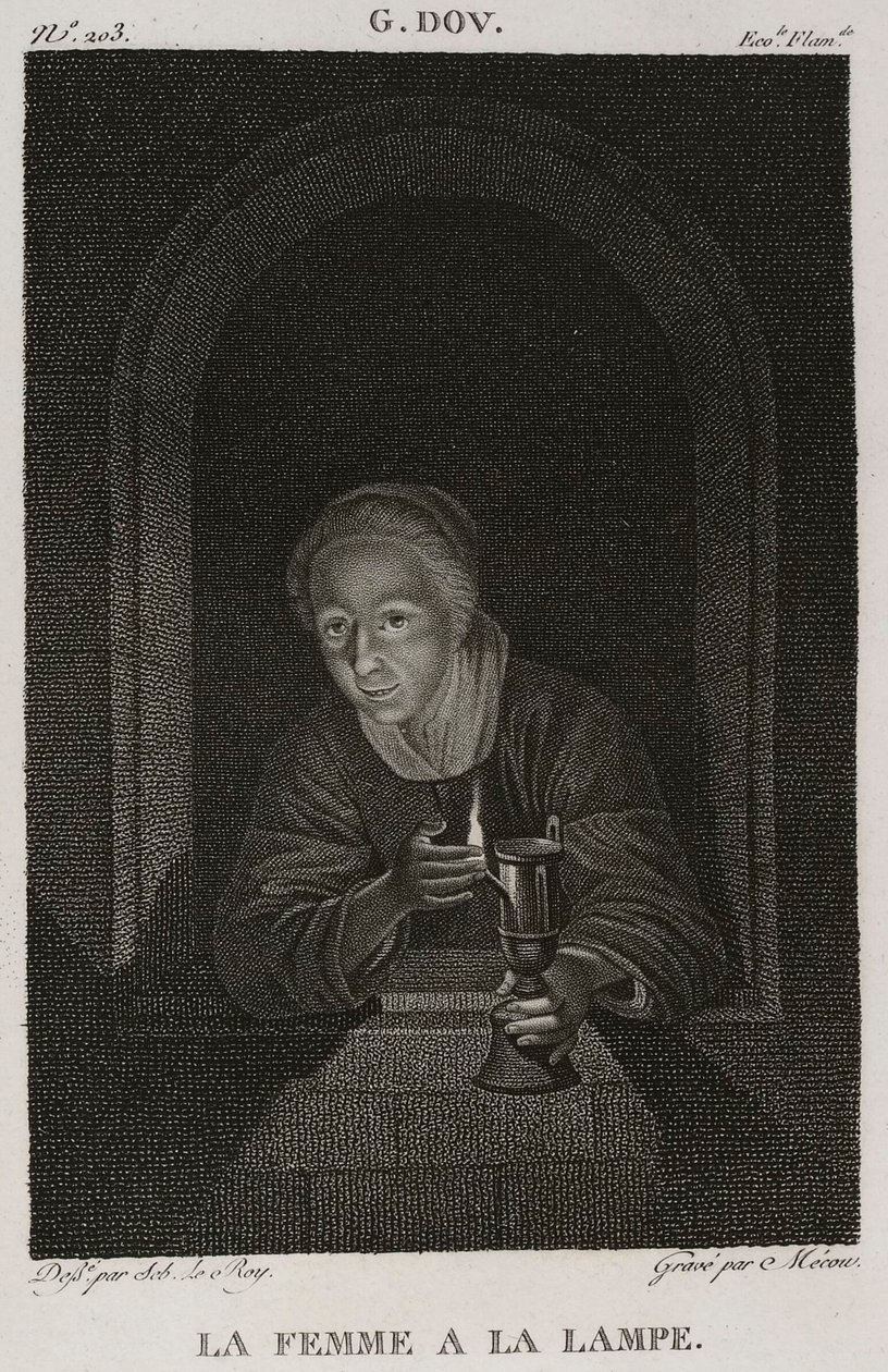 Die Frau mit der Lampe, nach Gerrit Dou von Denis Sebastien Leroy