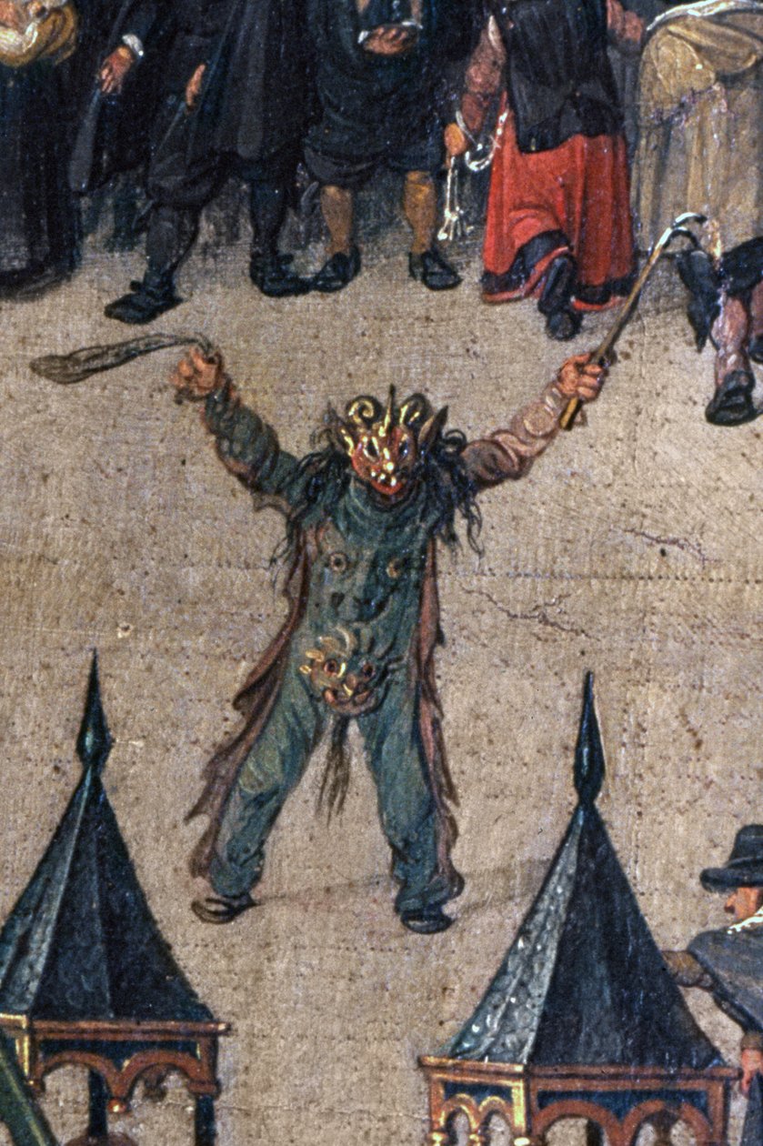 Der Triumph der Erzherzogin Isabella im Ommegang in Brüssel am 31. Mai 1615, Detail einer Figur im Teufelskostüm, 1615 (Detail) von Denys van Alsloot