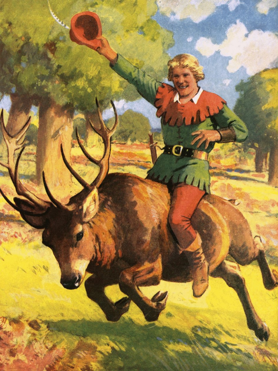 Robin Hood auf dem Rücken eines Hirsches von Derek Charles Eyles