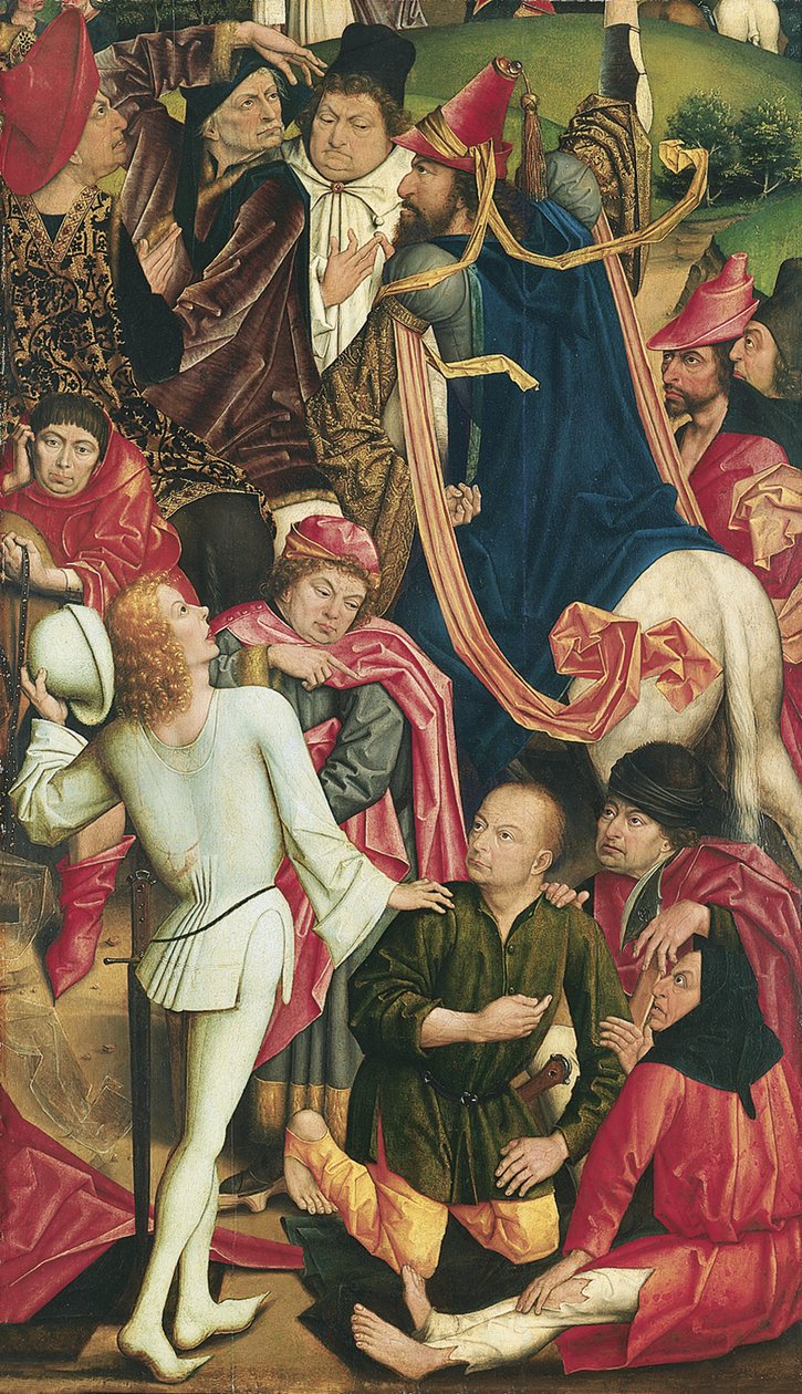 Ritter und Soldaten spielen um Christi Gewand von Derick Baegert