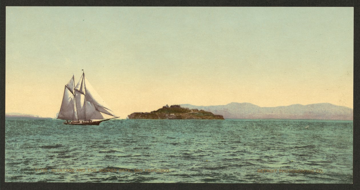 Alcatraz und das Goldene Tor, San Francisco von Detroit Photographic Co.