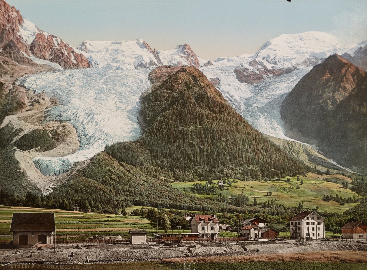 Bahnhof Chamonix und Gletscher des Bossons, ca. 1890-1906 von Detroit Publishing Co.