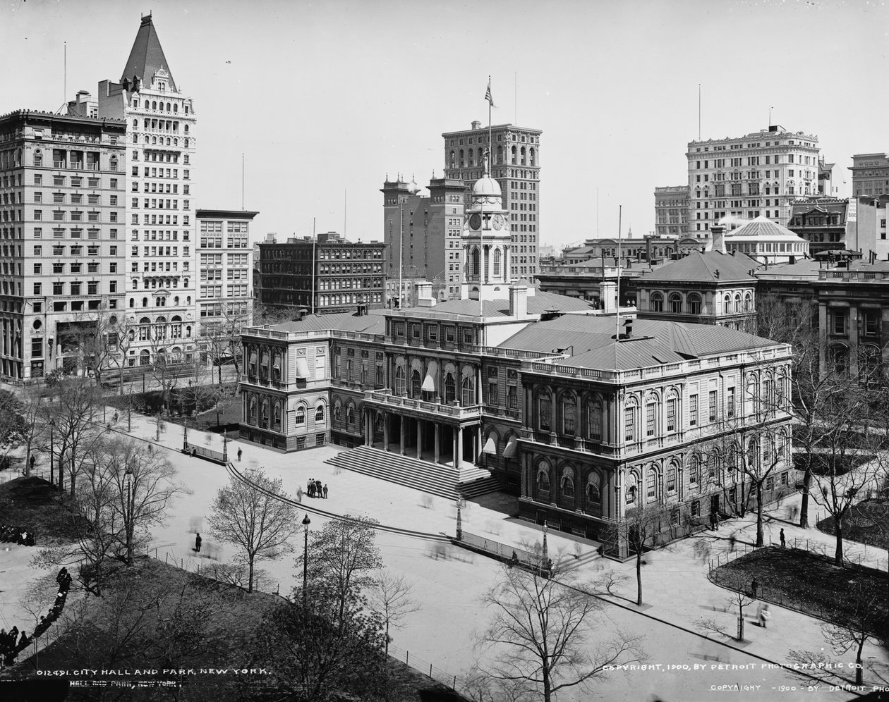 Rathaus und Park, New York, ca. 1900 von Detroit Publishing Co.
