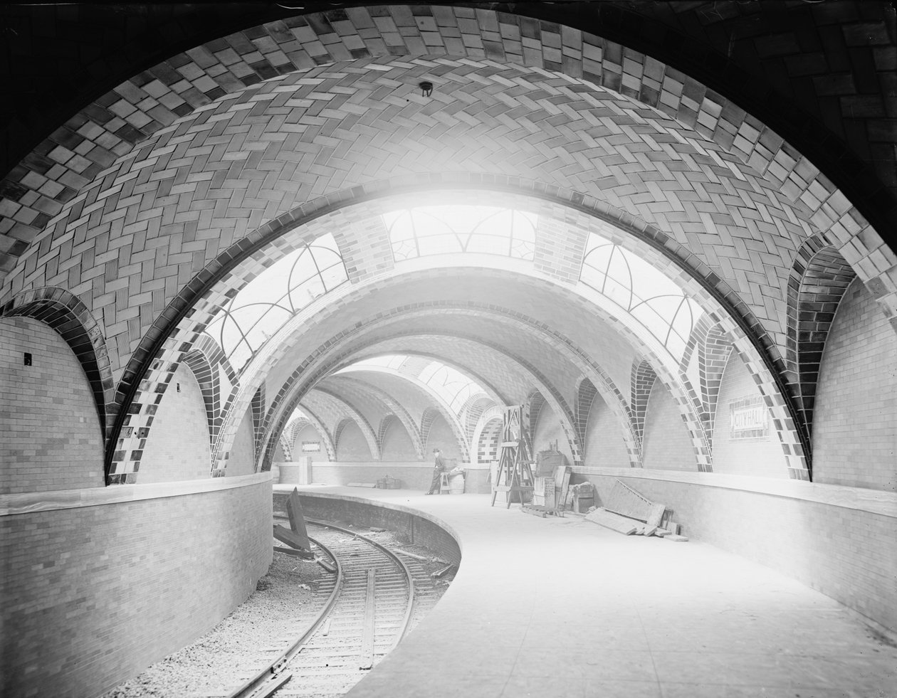 U-Bahn-Station City Hall, New York, um 1904 (s/w Foto) von Detroit Publishing Co.