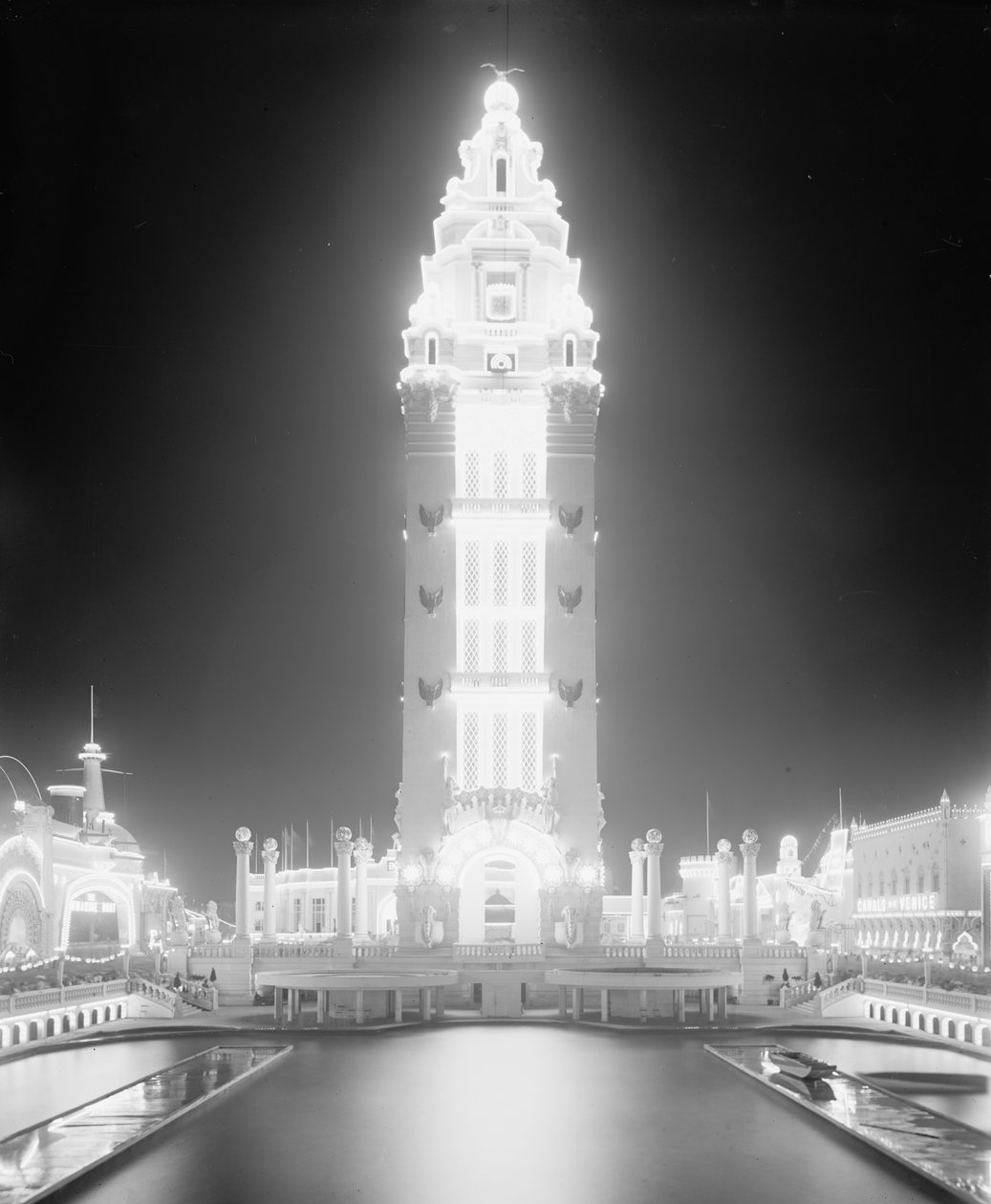 Dreamland bei Nacht, Coney Island, New York City, um 1905 (s/w Foto) von Detroit Publishing Co.