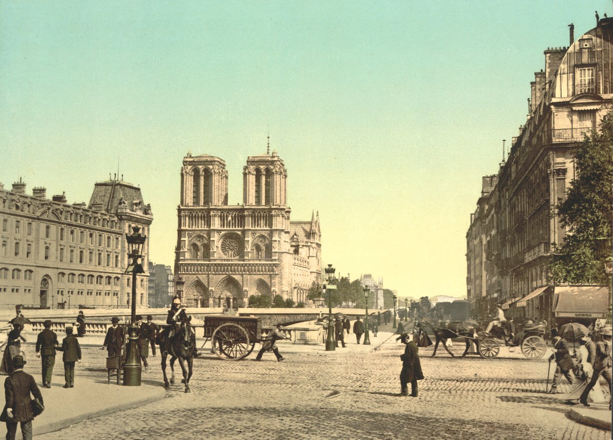 Notre Dame und St. Michael Brücke, Paris, Frankreich, um 1900 von Detroit Publishing Co.