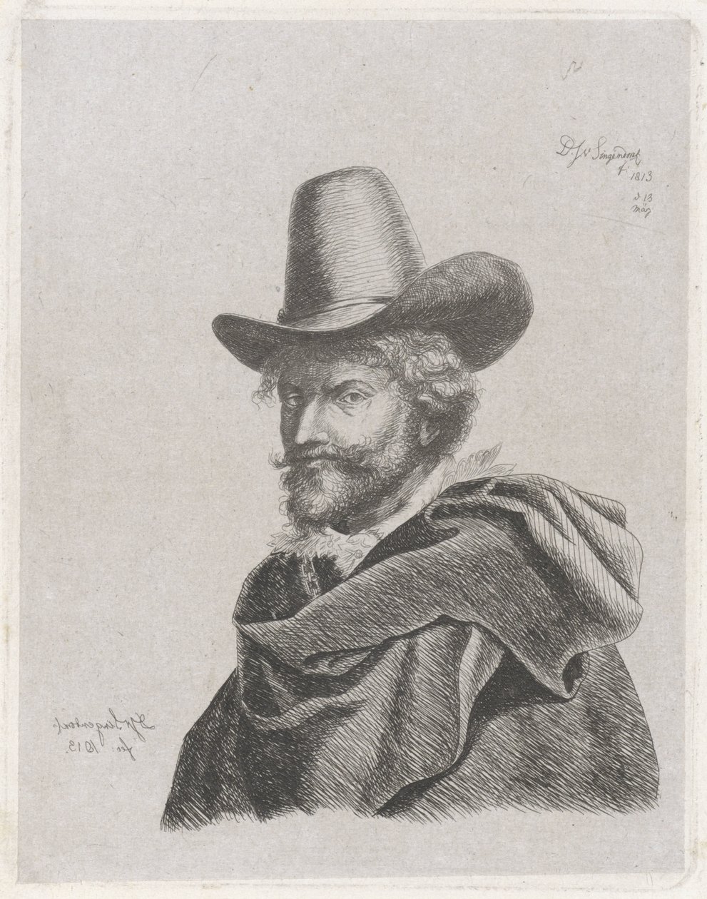 Porträt von Peter Paul Rubens mit Mantel und hohem Hut von Diederik Jan Singendonck
