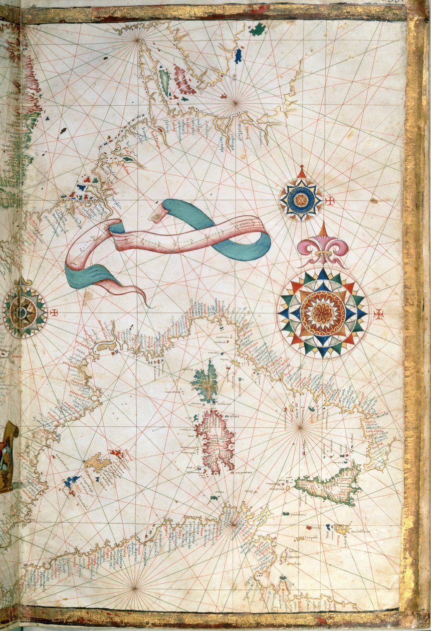 Korsika, Sardinien und Sizilien, Detail aus einem Weltatlas, 1565 von Diego Homem