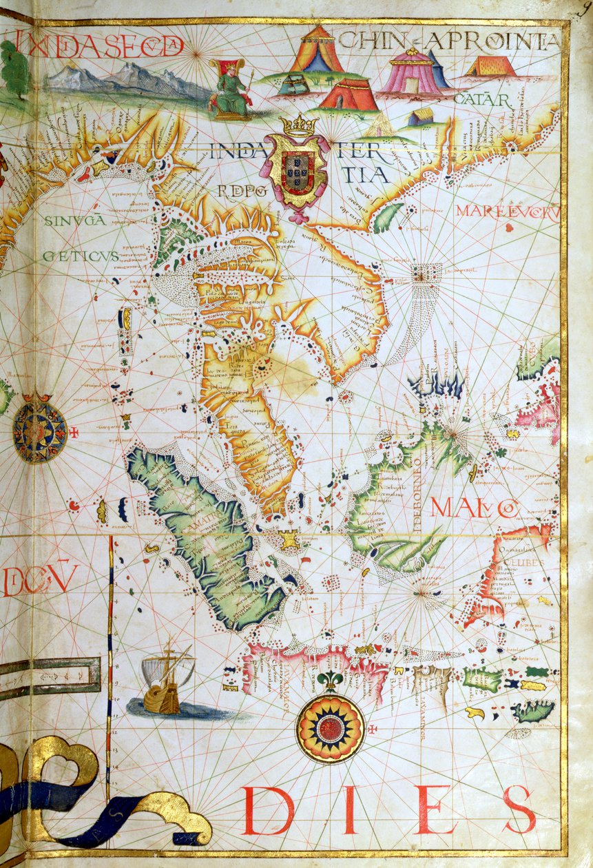 Festland Südostasien, Detail aus einem Weltatlas, 1565 von Diego Homem