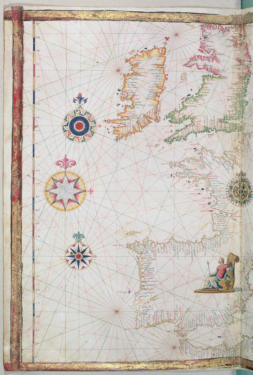 Die Britischen Inseln und Iberien, Detail aus einem Weltatlas, 1565 von Diego Homem