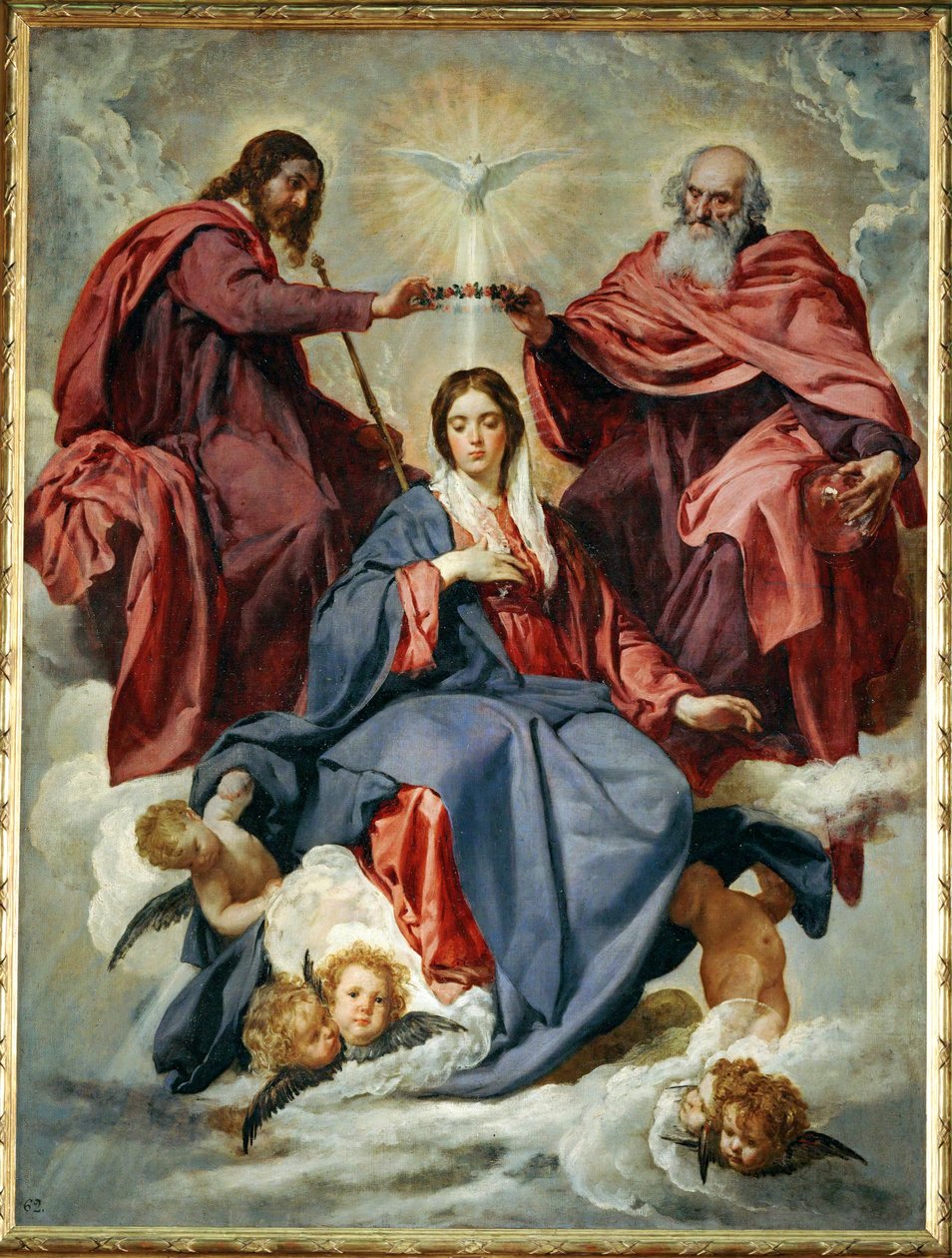 Die Krönung der Jungfrau, gemalt um 1641 für das Oratorium der Königin von Diego Rodriguez de Silva y Velazquez