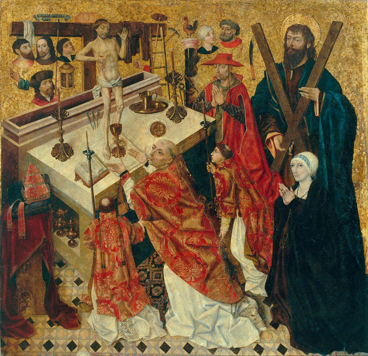 Messe des heiligen Gregor - Gemälde von Diego de la Cruz (aktiv 1482-1500) - vor 1480 - Öl auf Holz - 168x168 - Museu Nacional d