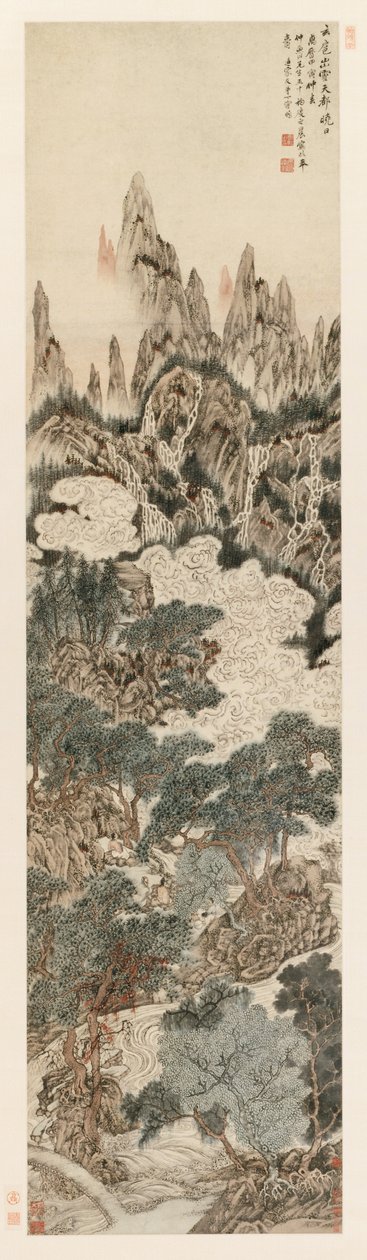 Morgensonne über dem Himmlischen Zitadellenberg, 1614 von Ding Yunpeng