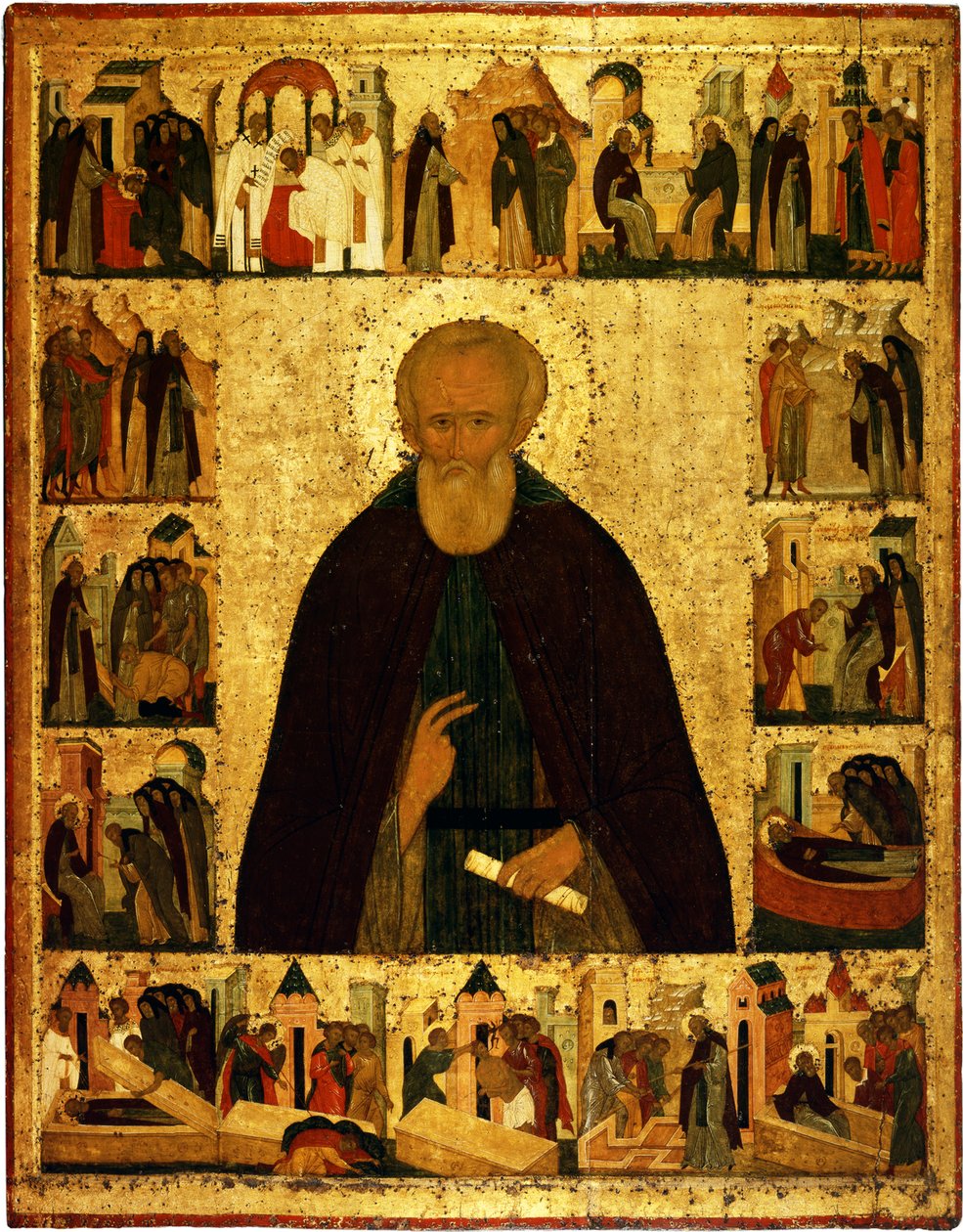 Heiliger Dmitry Prilutsky mit Szenen aus seinem Leben, ca. 1503 von Dionysius
