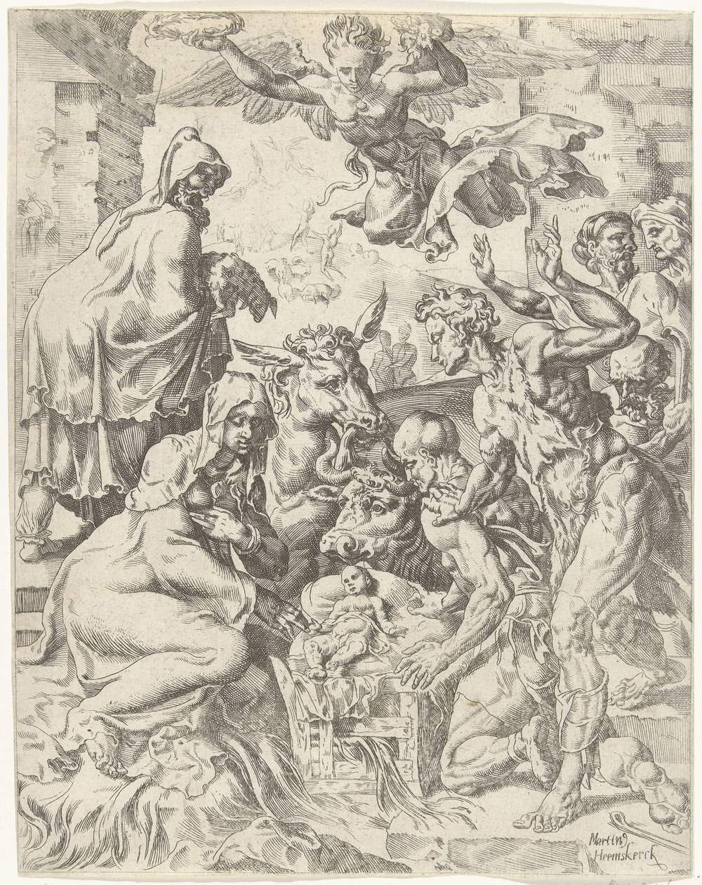 Anbetung der Hirten von Dirck Volckertsz. Coornhert (attributed to)