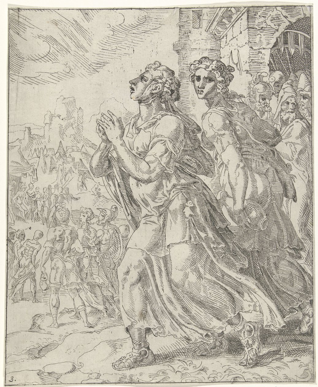 Judith und ihre Dienerin verlassen Bethulien von Dirck Volckertsz. Coornhert (attributed to)