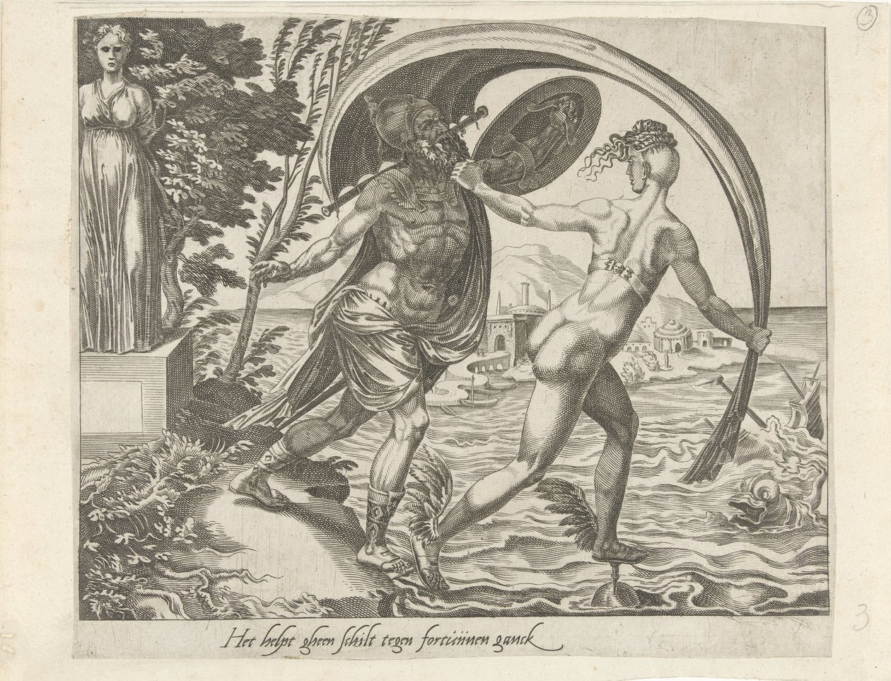 Kein Schild schützt vor Unglück; Je größer dein Glück, desto größer dein Kummer von Dirck Volckertsz. Coornhert (attributed to)