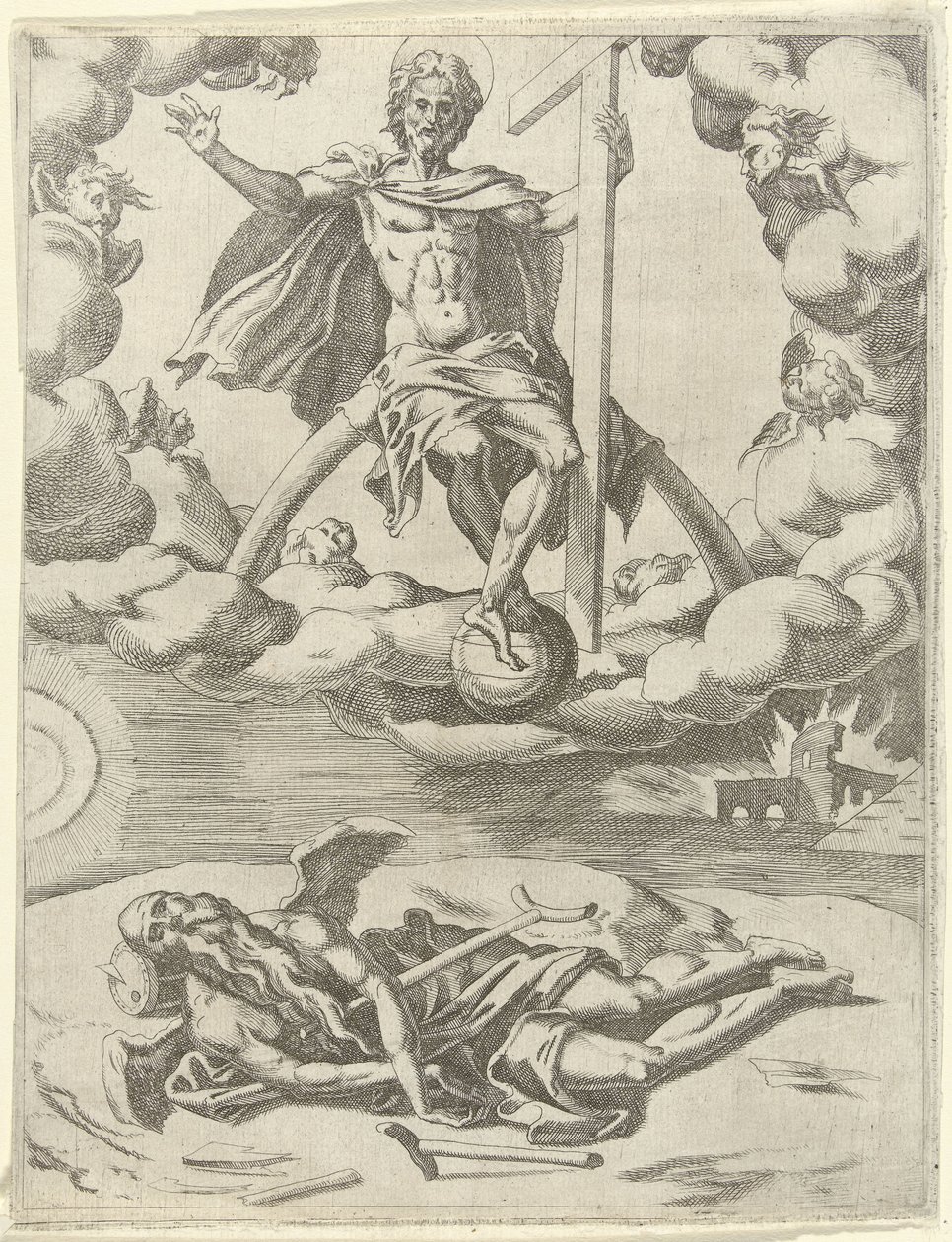 Christus überwindet die Zeit von Dirck Volckertsz. Coornhert (possibly)
