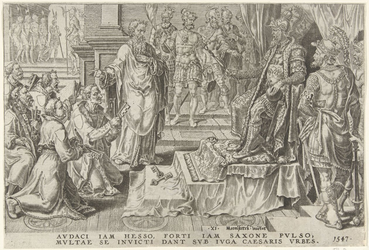 Unterwerfung von sechs deutschen Städten, 1547 von Dirck Volckertsz. Coornhert