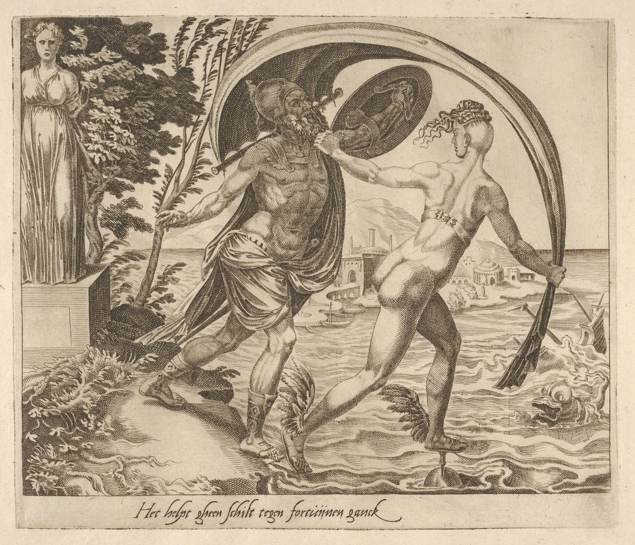 Ein Schild ist nutzlos, wenn das Glück sich abwendet, ca. 1560 von Dirck Volkertsen Coornhert