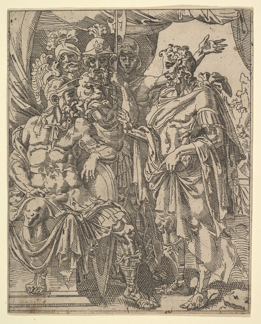 Achior bittet Holofernes für die Israeliten, aus Die Geschichte von Judith und Holofernes von Dirck Volkertsen Coornhert