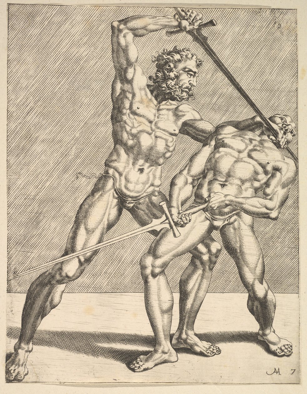 Zwei Fechter, aus Fechter, Platte 7, 1552 von Dirck Volkertsen Coornhert