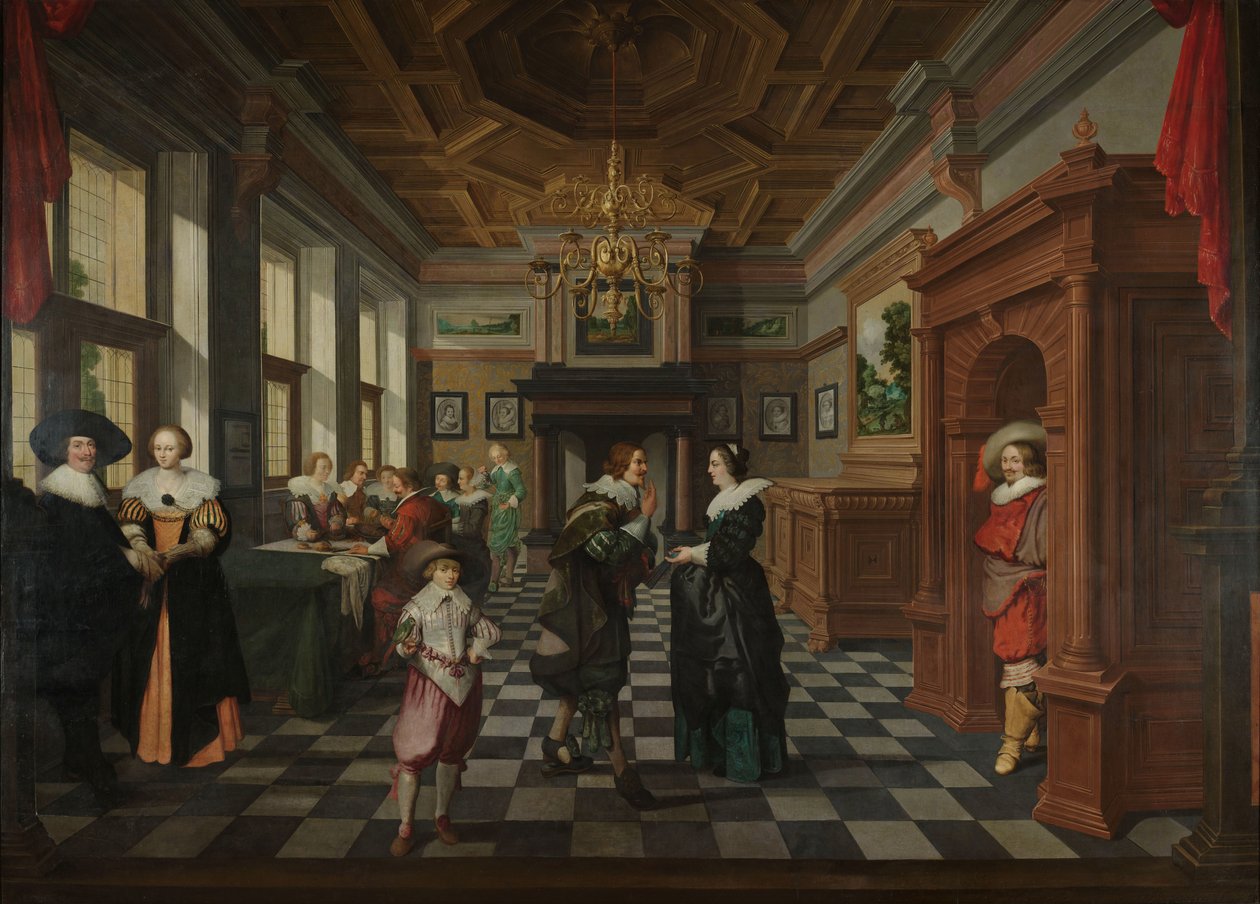 Eine siebenteilige dekorative Sequenz: Ein Innenraum von Dirck van Delen