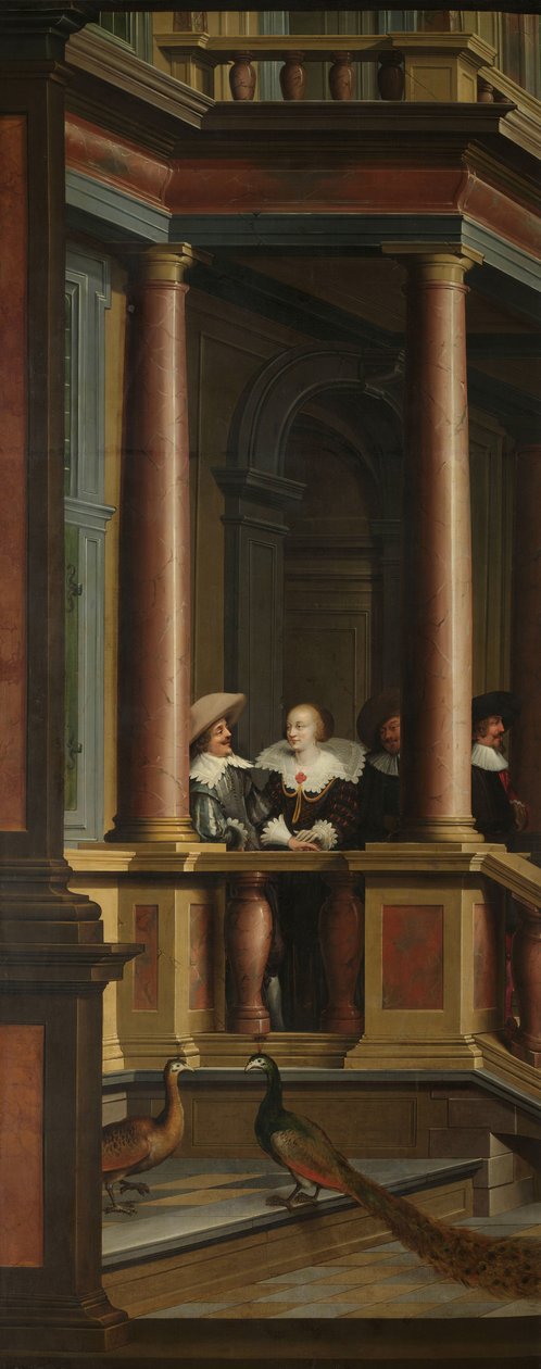 Eine siebenteilige dekorative Sequenz: Eine Außentreppe von Dirck van Delen