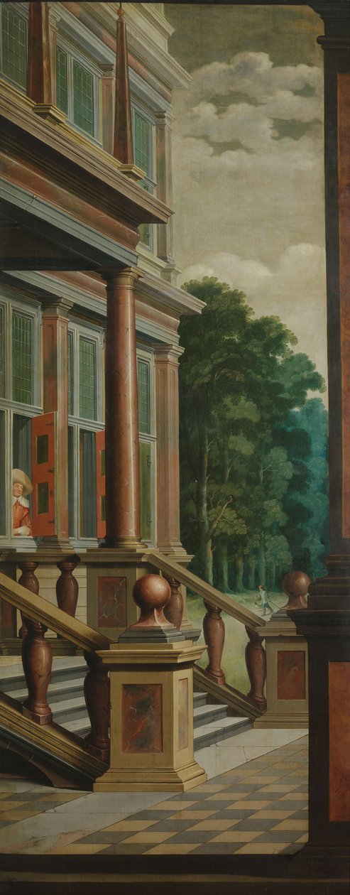 Eine siebenteilige dekorative Sequenz: Die Außentreppe von Dirck van Delen