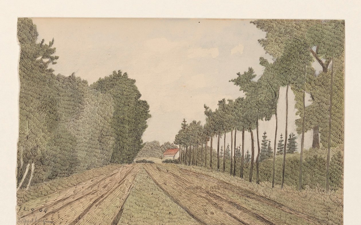 Landschaft mit einem Gebäude in der Ferne von Dirk Arnoldus Tavenraat