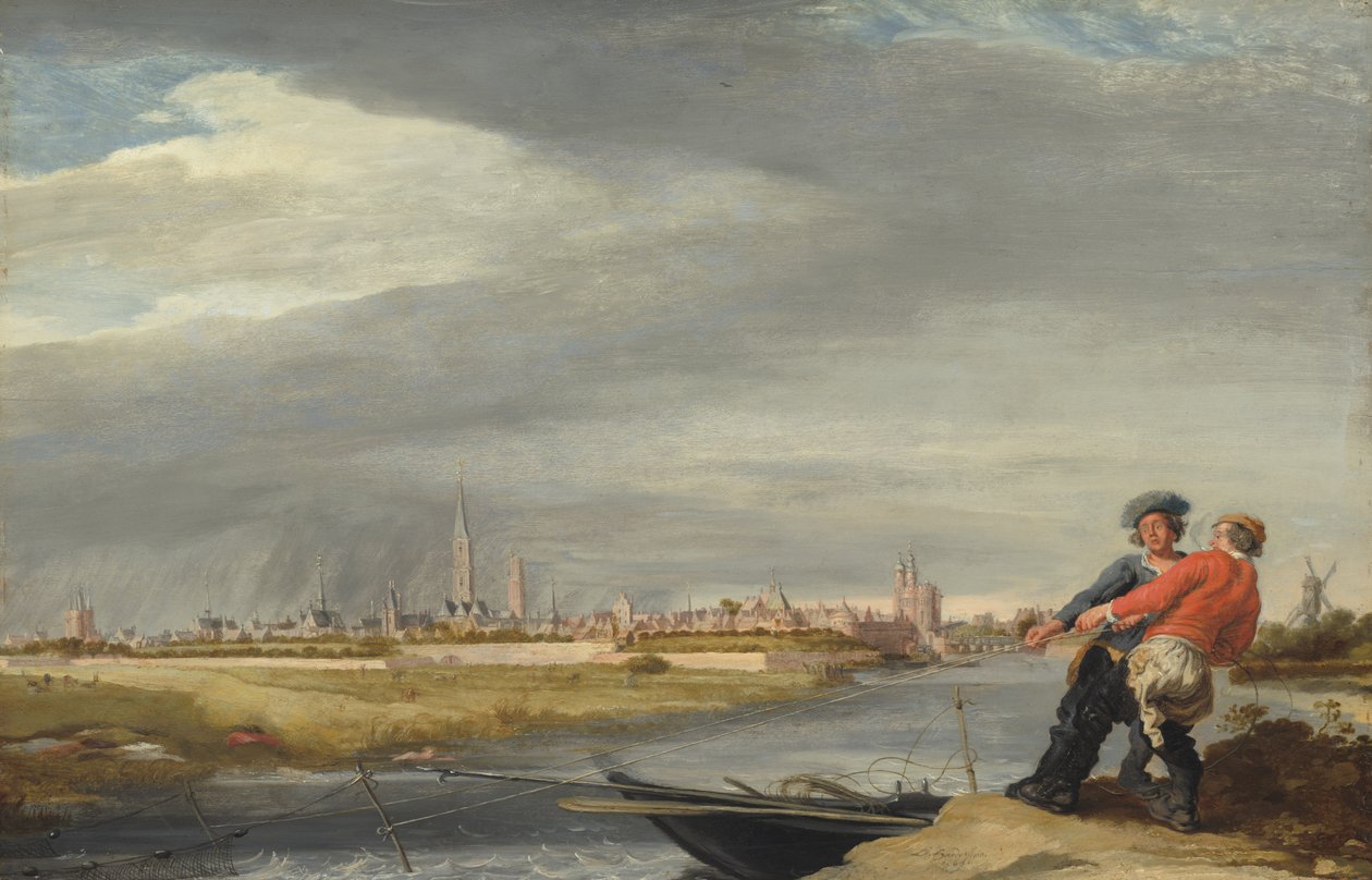Netze einholen, mit Blick auf Zwolle von Dirk Hardenstein