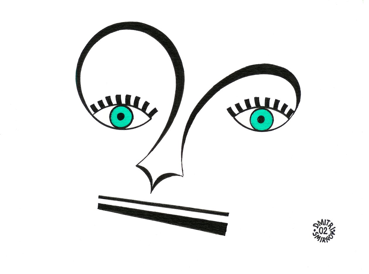 Alt-Schlüssel-Gesicht - Gesicht mit Schlüssel und Musiknotation gezeichnet von Dmitri Smirnov