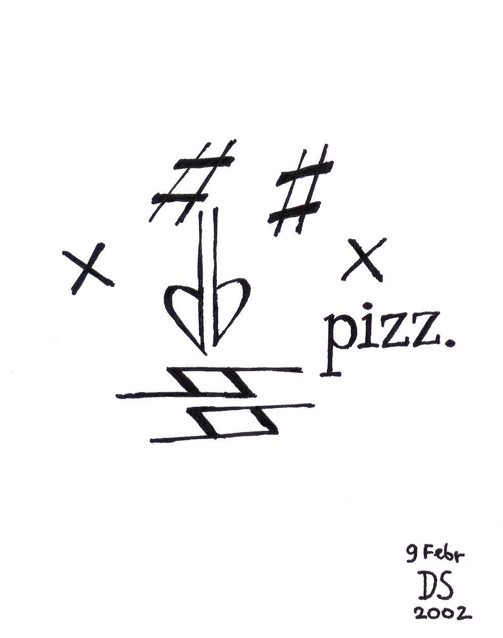 Pizzicato-Gesicht - ein Gesicht, gezeichnet mit musikalischer Notation von Dmitri Smirnov