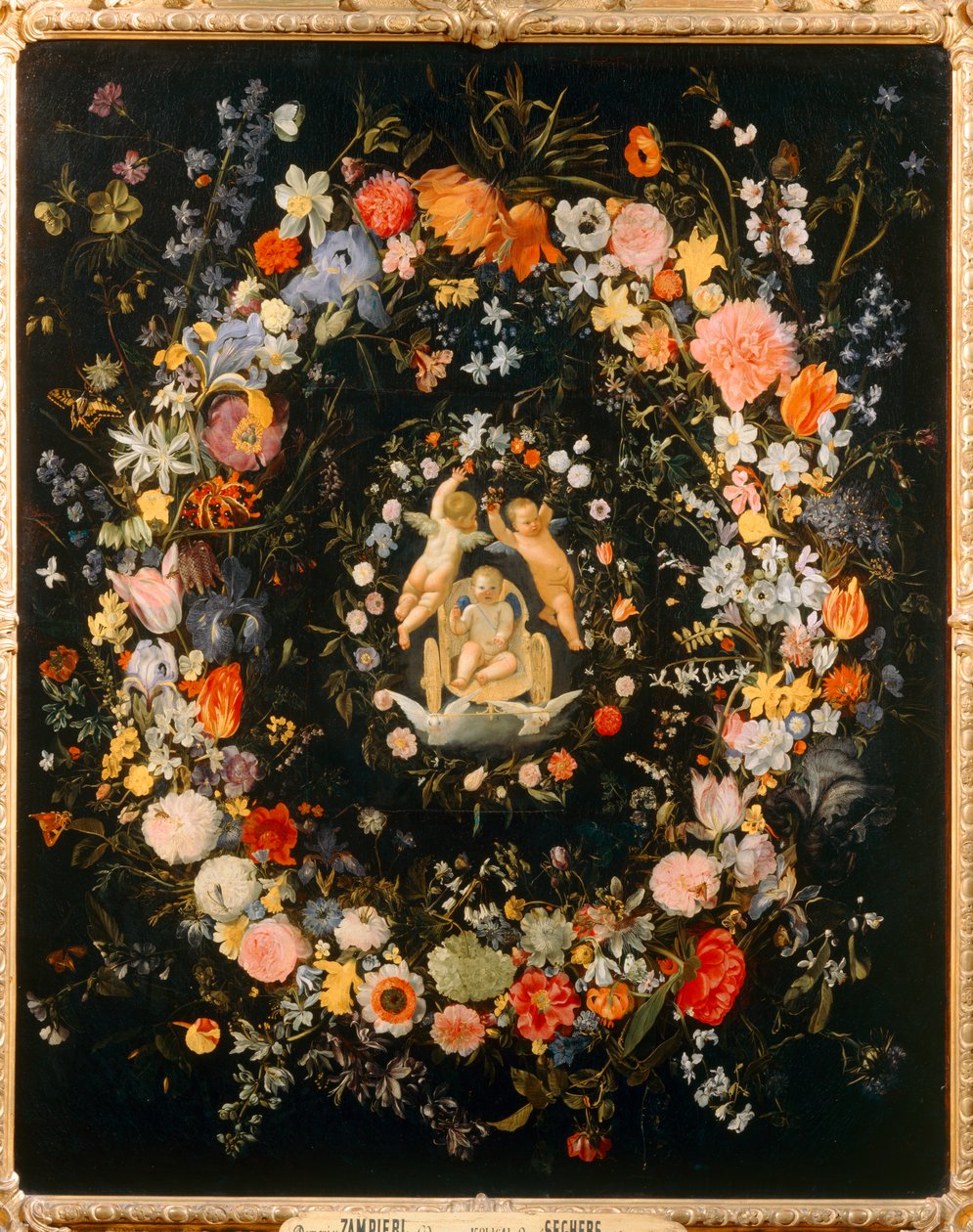 Der Triumph der Liebe mit Blumenumrahmung von Domenichino (1581 1641)