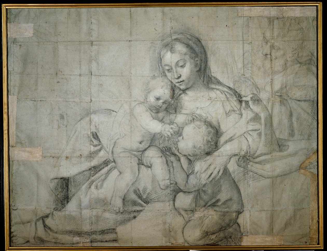 Heilige Familie in Ruhe mit dem kleinen Johannes dem Täufer von Domenichino