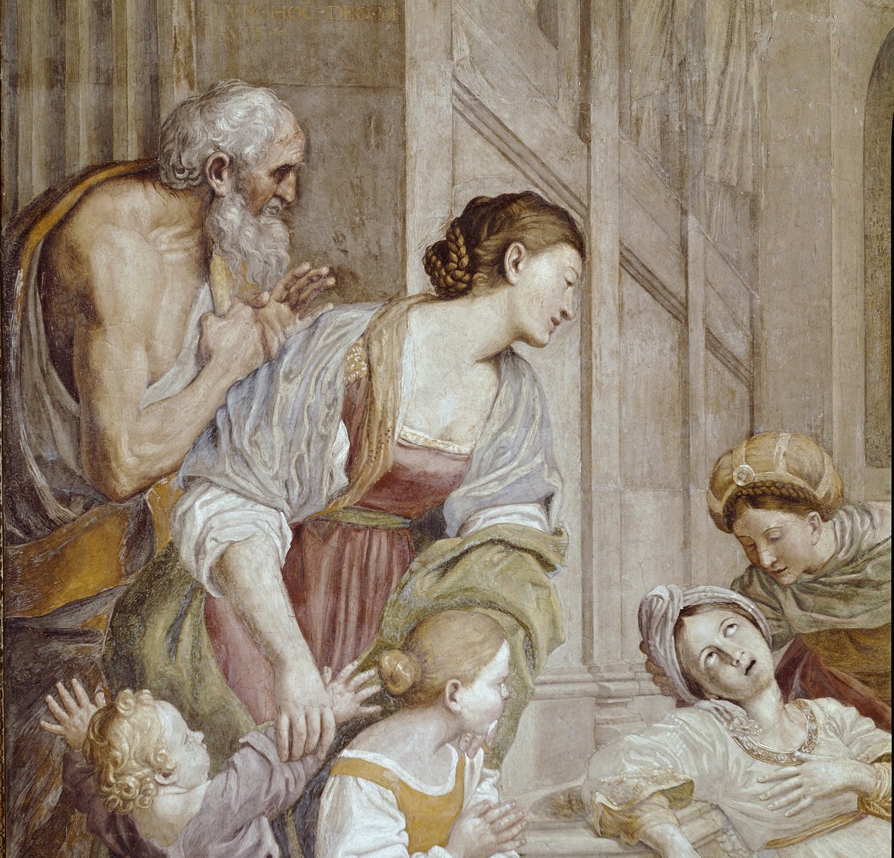 Geschichte der hl. Cäcilia: Tod der hl. Cäcilia (Detail) von Domenichino