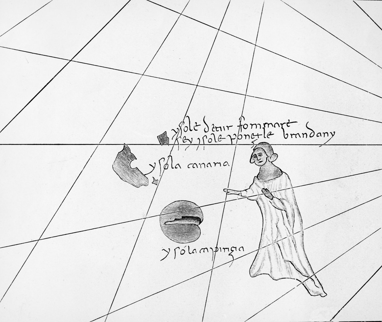 Heiliger Brendan, aus einer Kopie des Pizzigani-Portolans aus dem 19. Jahrhundert, 1367 von Domenico and Francesco Pizzigano