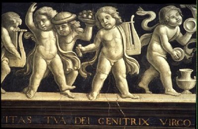 Fries von Cheruben, aus der Geburt der Jungfrau (Detail) von Domenico Ghirlandaio