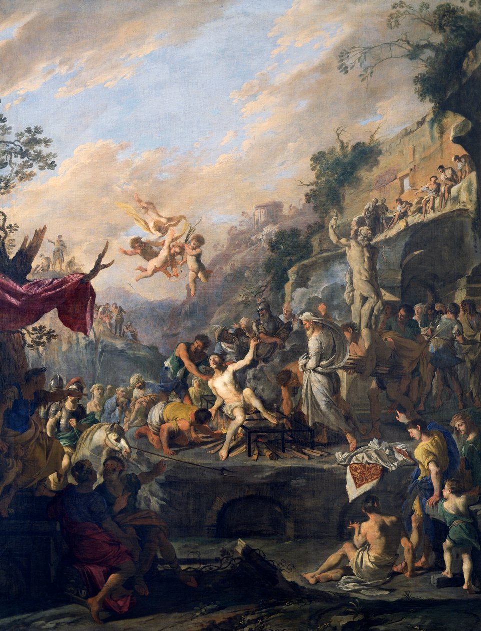 Martyrium des Heiligen Laurentius, Gemälde von Domenico Gargiulo genannt Micco Spadaro, Italien von Domenico Gargiulo